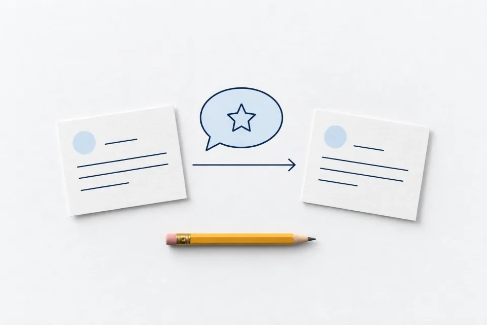 A neutral review request, customer feedback and a considered response